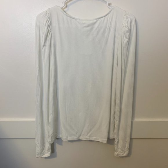 NWT H&M White Ribbed Long Sleeve Shirt - Picture 2 of 5